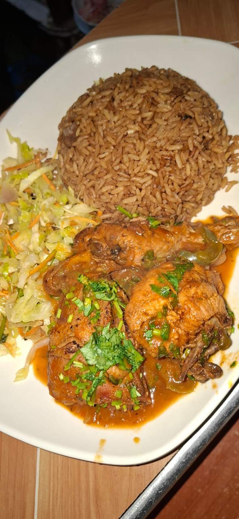 Rice with chicken stew