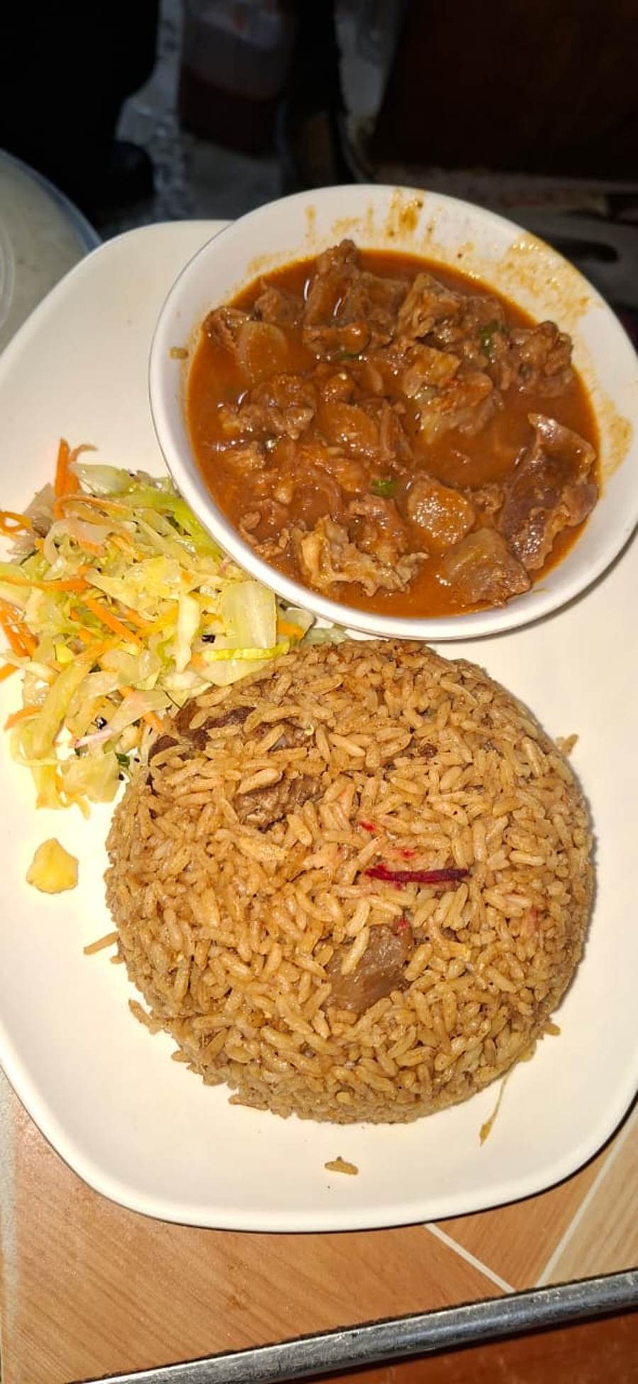 Pilau rice with meat stew